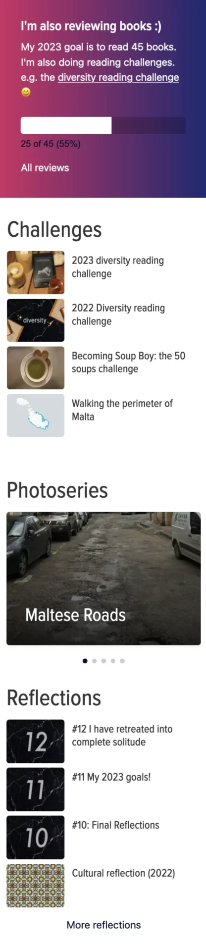 Sabbatical Jaer Homepage web design