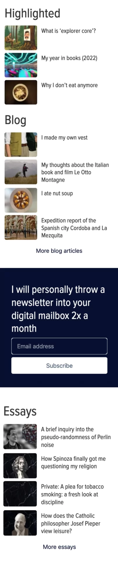 Sabbatical Jaer Homepage web design