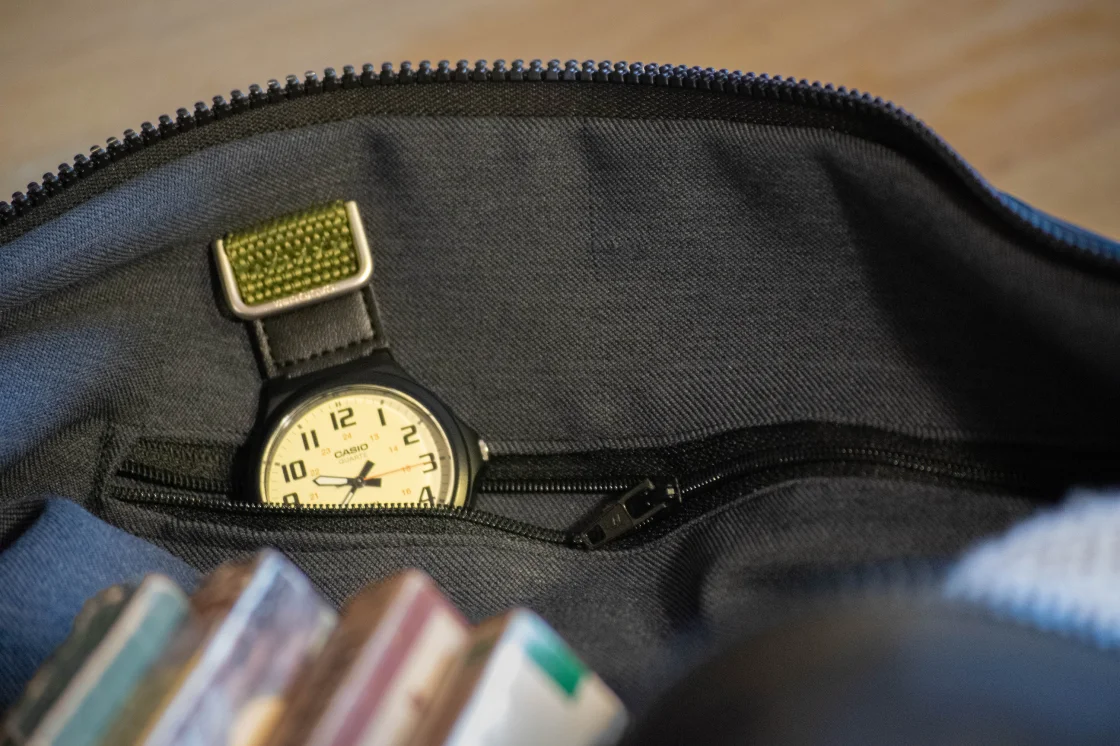 sling bag inside zip detail