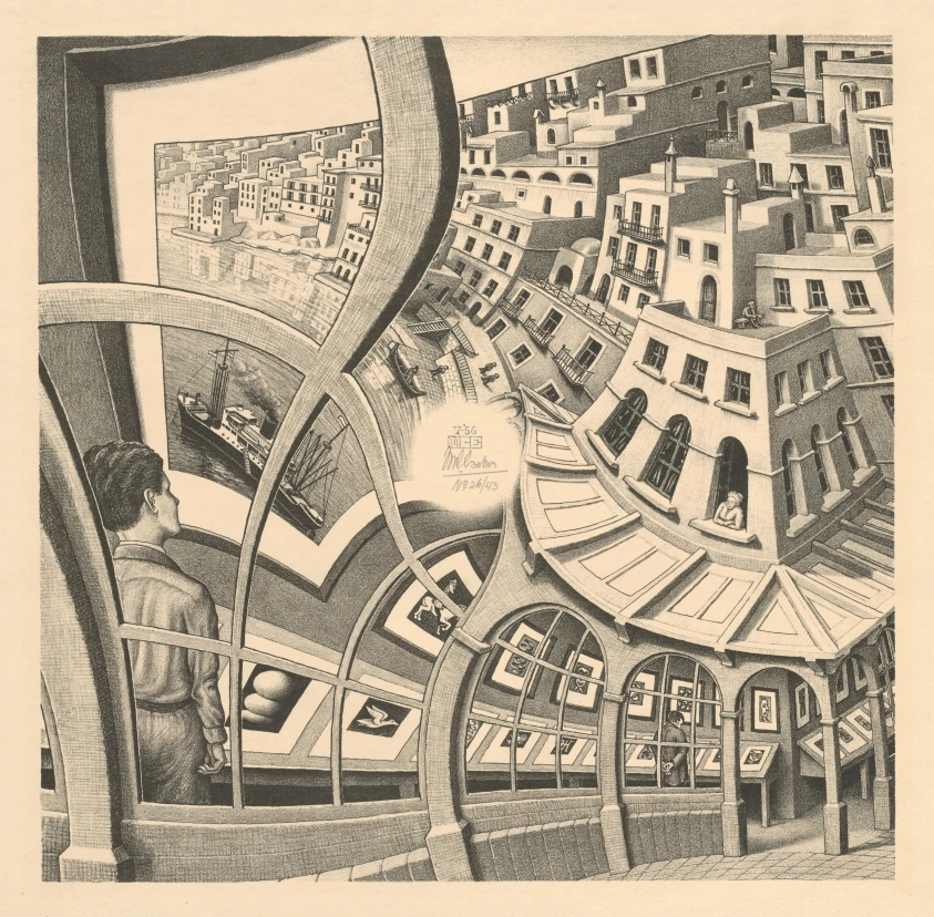 Print gallery M.C. Escher of lithograph, 1956